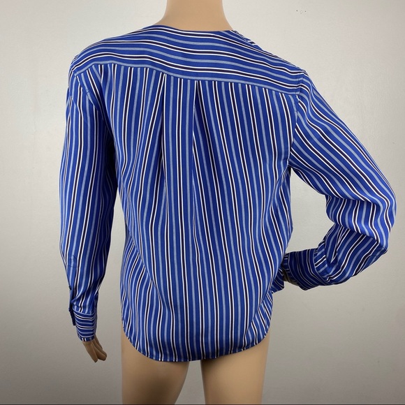NEW RAG & BONE REVOLVE BLUE STRIPED SILK BLOUSE - Picture 7 of 8
